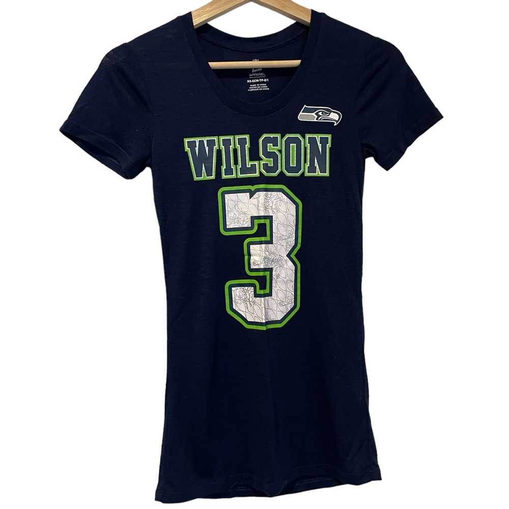 Women’s NFL Seattle Seahawks Russell Wilson V. Neck T Shirt Jersey Size XS